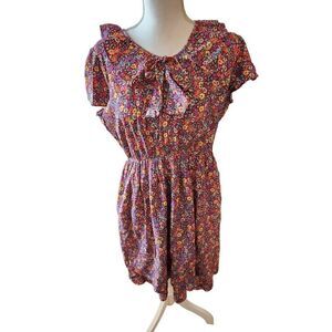 Vintage 80's Jody of California Summer Floral Red Dress Size L